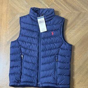 Ralph Lauren Blue Quilted Vest with Red Emblem